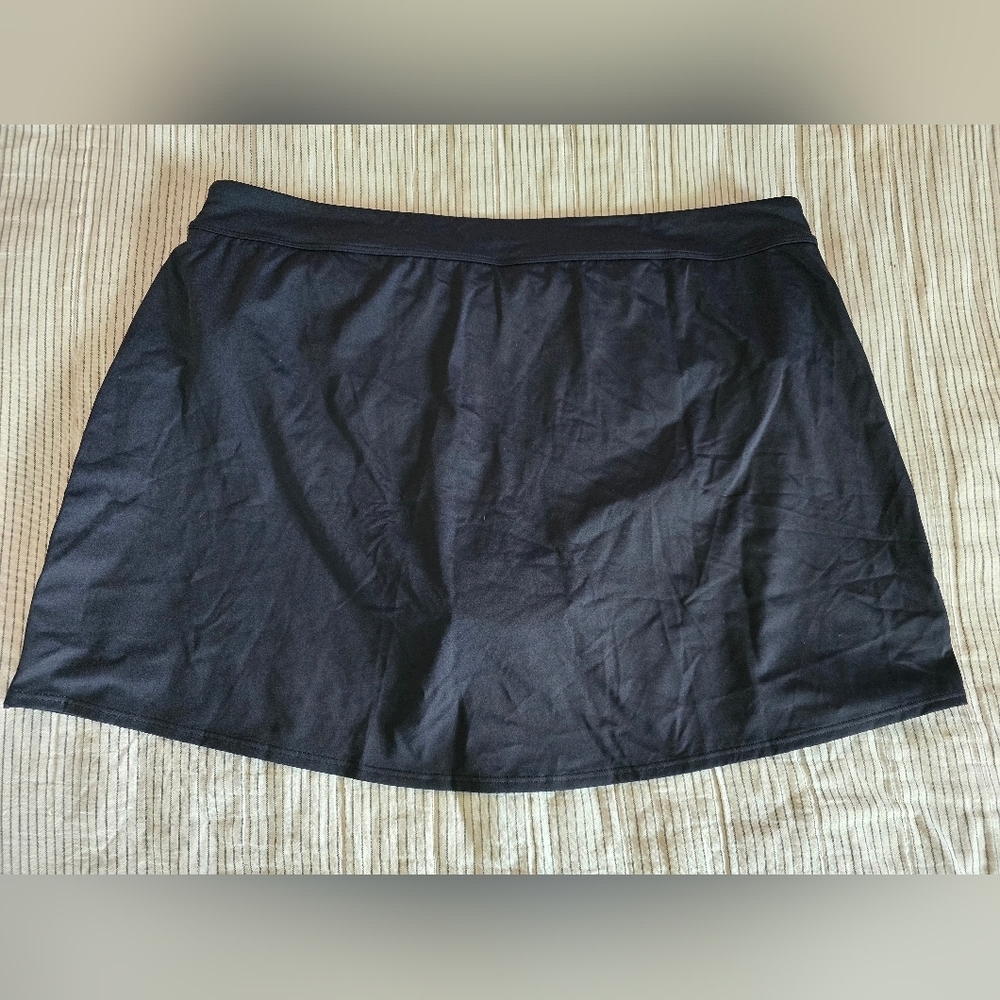 LL Bean Swim Skirt Skort Bottom Size 18W Black Solid Outdoor Summer Beach